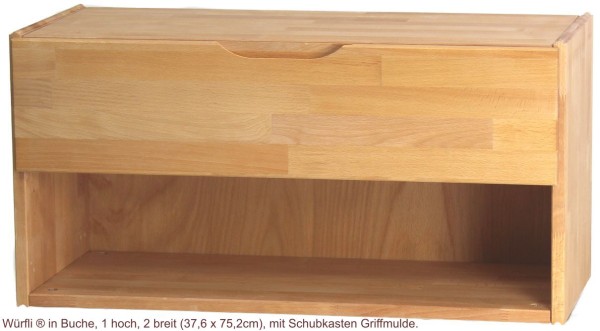 Würfli Holzmöbel 2 breit; Mit Schubkasten oben